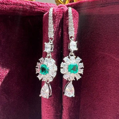 10Ct Green Sapphire Cushion Cut Drop Earrings