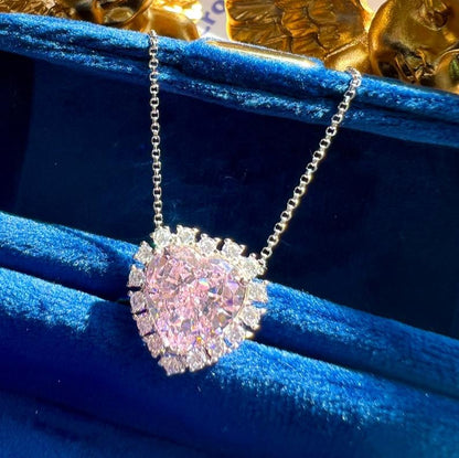 12Ct Pink Sapphire Heart Cut Necklace