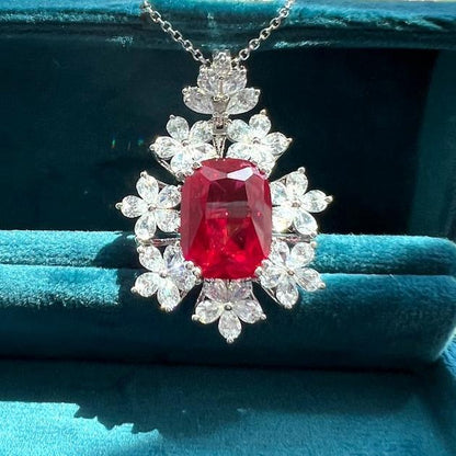 12Ct Red Sapphire Oval Cut Necklace