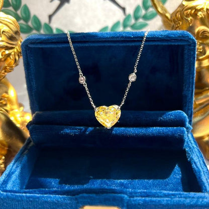 8Ct Yellow Sapphire Heart Cut Necklace