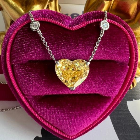 8Ct Yellow Sapphire Heart Cut Necklace