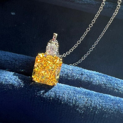 10Ct Yellow Sapphire Baguette Cut  Necklace