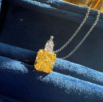 10Ct Yellow Sapphire Baguette Cut  Necklace