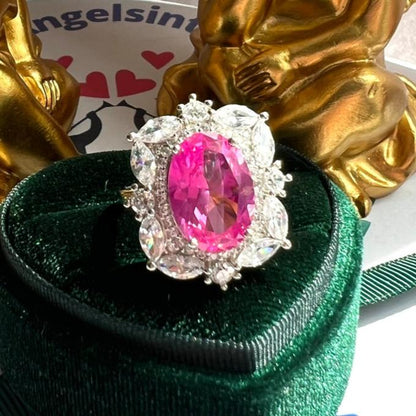 14Ct Pink Sapphire Oval Cut Engaement Ring