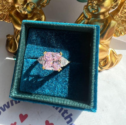 10Ct Pink Sapphire Asscher Cut Ring