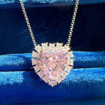 12Ct Pink Sapphire Heart Cut Necklace