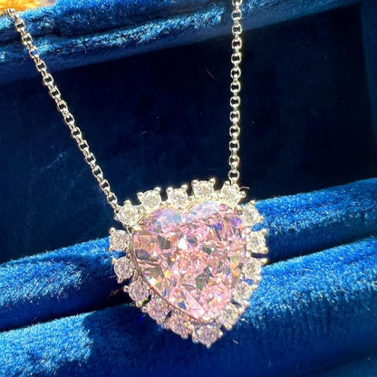 12Ct Pink Sapphire Heart Cut Necklace