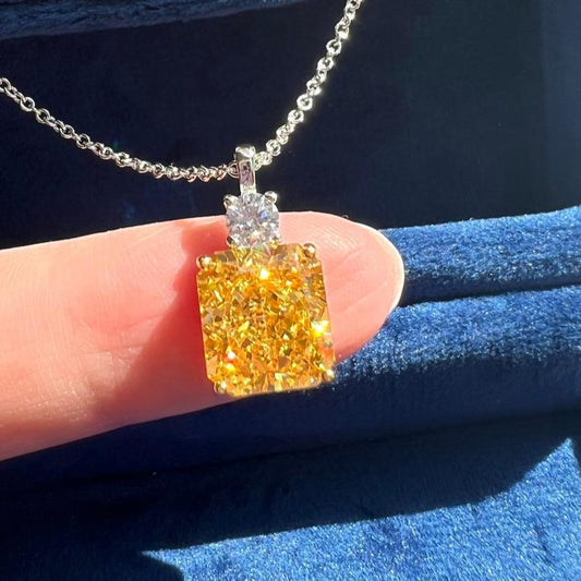 10Ct Yellow Sapphire Baguette Cut  Necklace