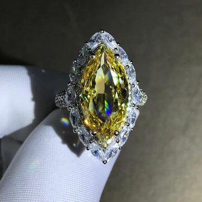 12Ct Yellow Sapphire Marquise Cut Engaement Ring