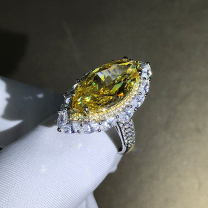 12Ct Yellow Sapphire Marquise Cut Engaement Ring