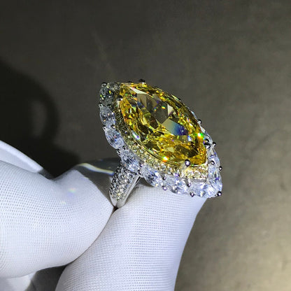 12Ct Yellow Sapphire Marquise Cut Engaement Ring