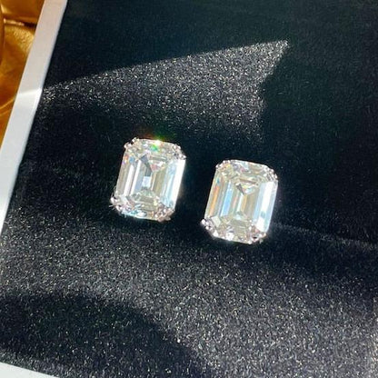 8Ct White Sapphire Asscher Cut Stud Earrings