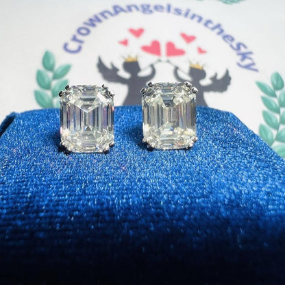 8Ct White Sapphire Baguette Cut Stud Earrings