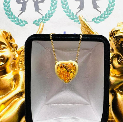 10Ct Yellow Sapphire Heart Cut Necklace