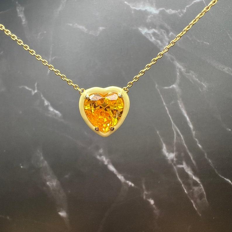 10Ct Yellow Sapphire Heart Cut Necklace