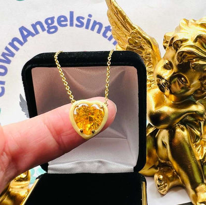 10Ct Yellow Sapphire Heart Cut Necklace