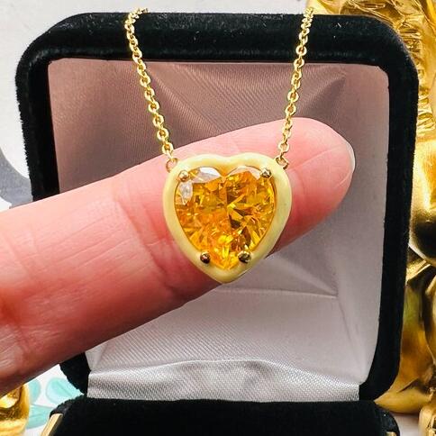 10Ct Yellow Sapphire Heart Cut Necklace