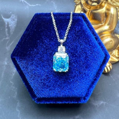 12Ct Blue Sapphire Baguette Cut Necklace