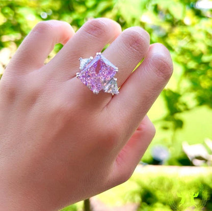 10Ct Pink Sapphire Baguette Cut Ring