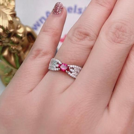 4Ct Pink Sapphire Oval Cut Engaement Ring