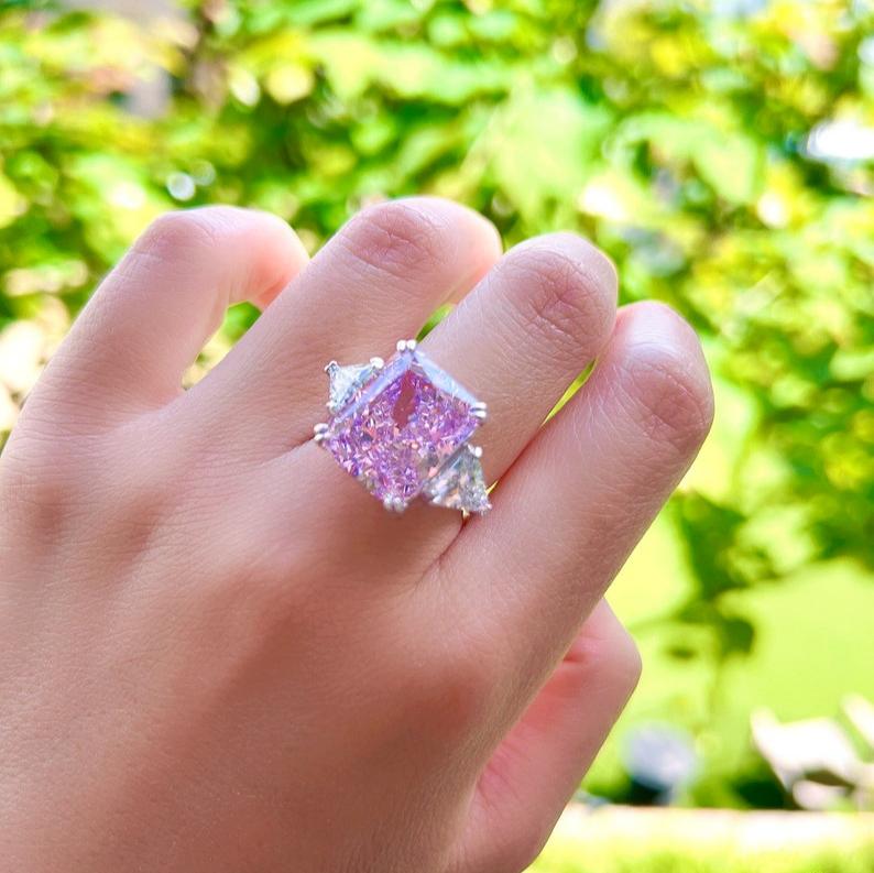 10Ct Pink Sapphire Baguette Cut Ring