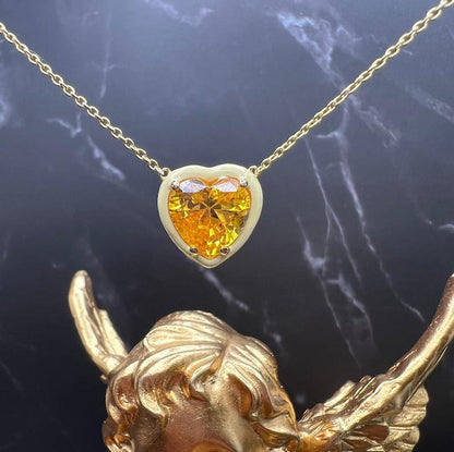 10Ct Yellow Sapphire Heart Cut Necklace