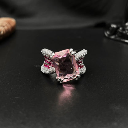 16Ct Pink Sapphire Baguette Cut Engaement Ring