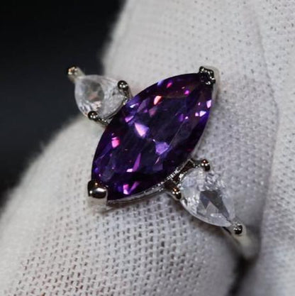 8Ct Purple Sapphire Marquise Cut Ring