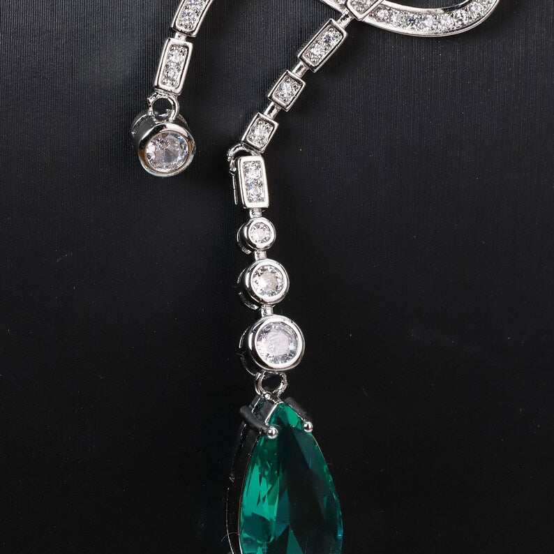 15Ct Green Sapphire Pear Cut Necklace