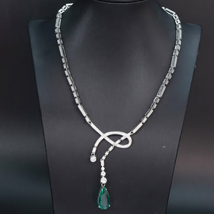 15Ct Green Sapphire Pear Cut Necklace