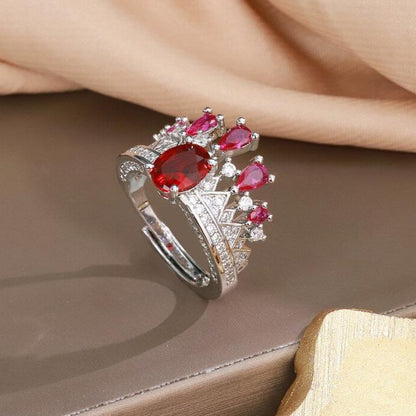 8Ct Red Sapphire Oval Cut Ring