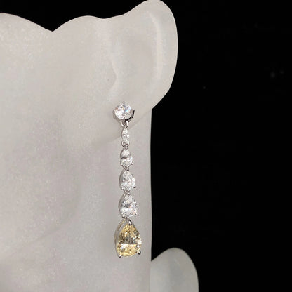 14Ct Yellow Sapphire Pear Cut Drop Earrings