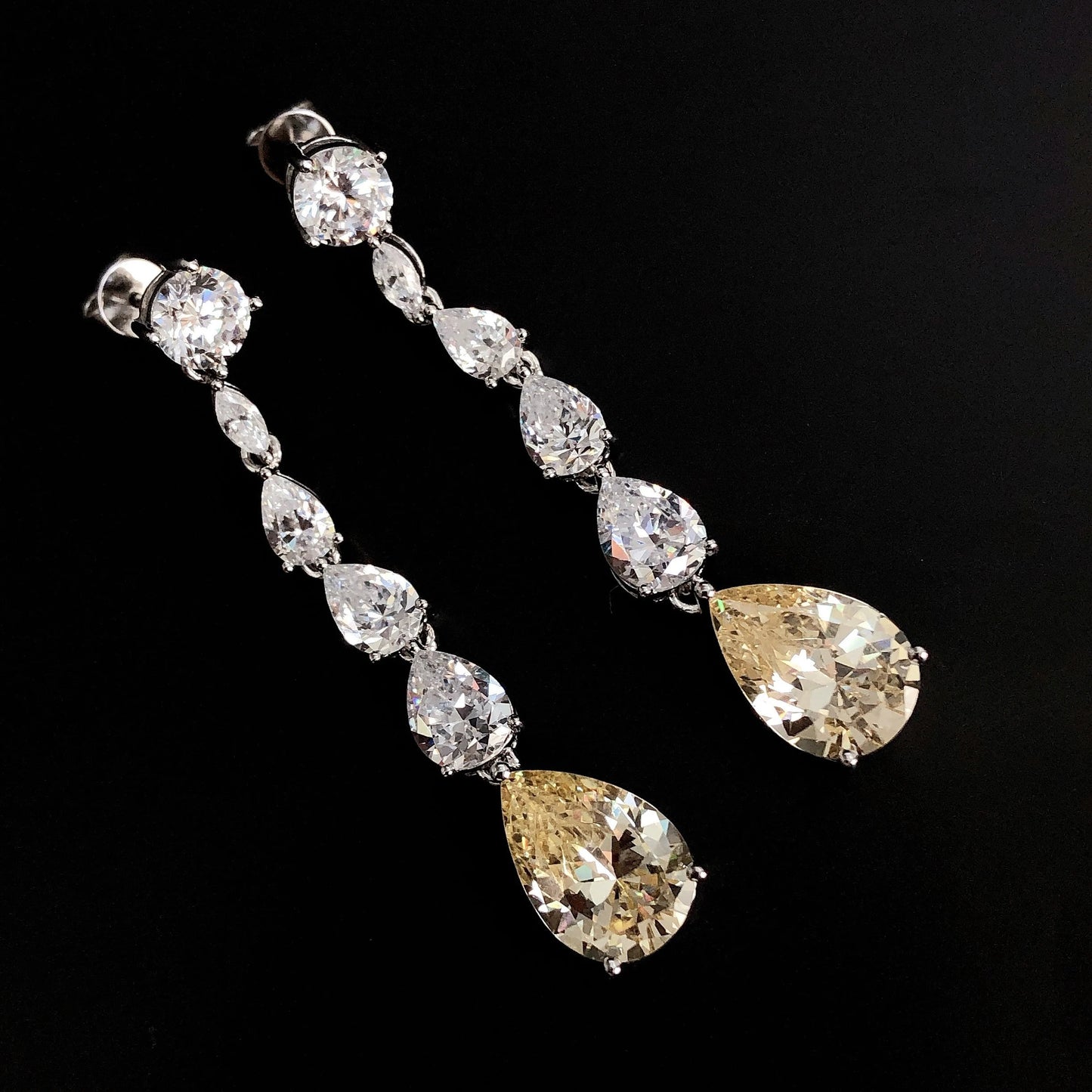 14Ct Yellow Sapphire Pear Cut Drop Earrings