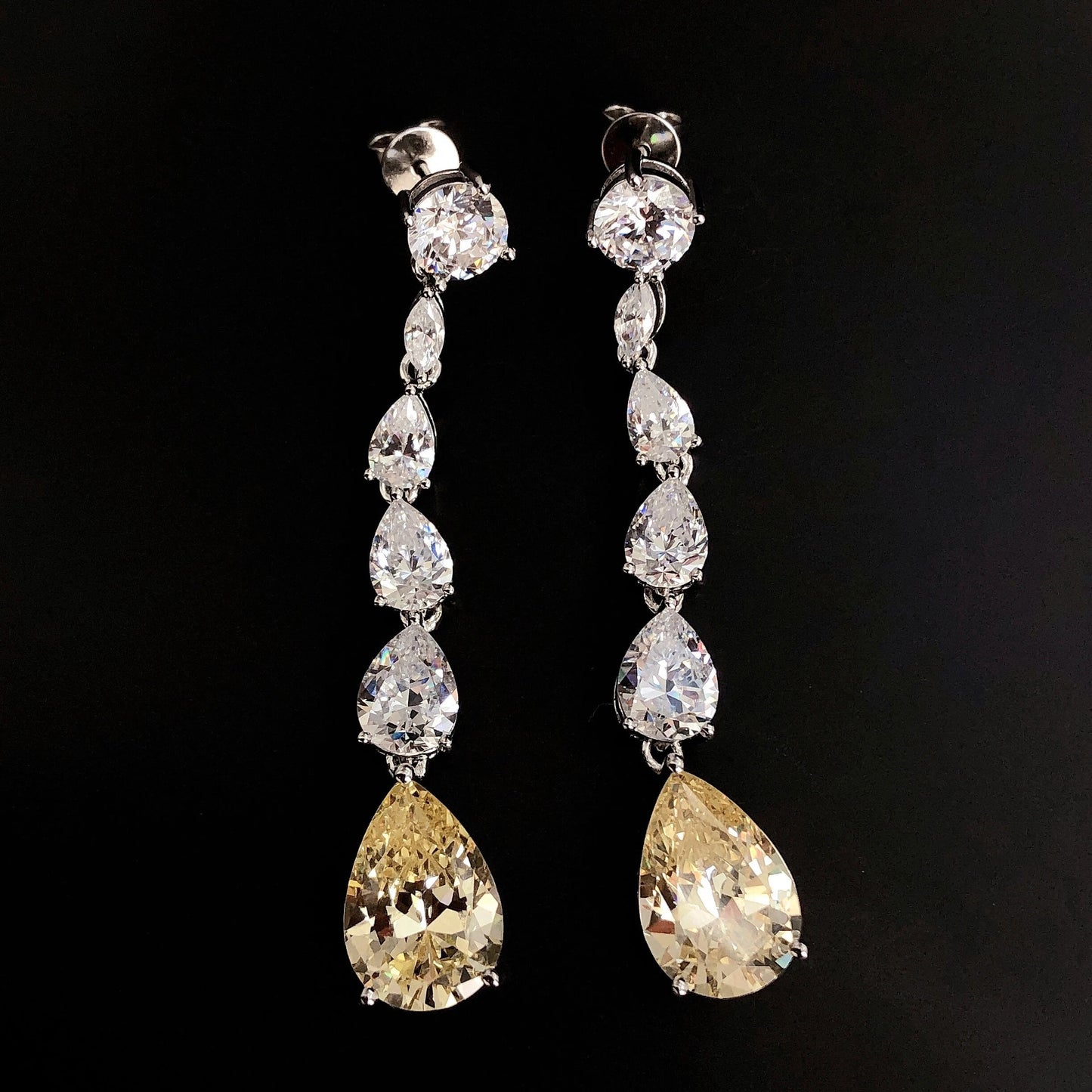 14Ct Yellow Sapphire Pear Cut Drop Earrings