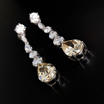 14Ct Yellow Sapphire Pear Cut Drop Earrings