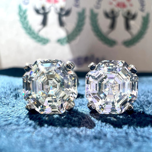 12Ct White Sapphire Cushion Cut Stud Earrings