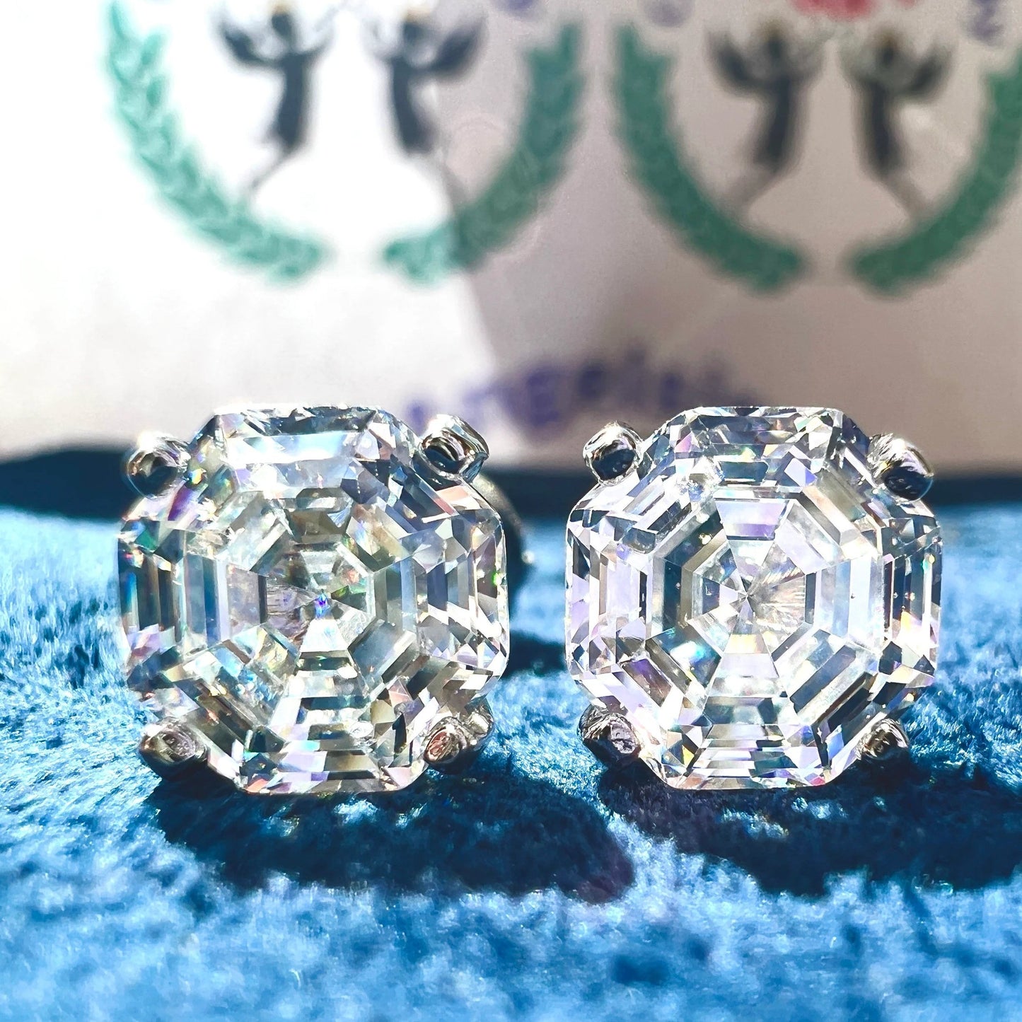 12Ct White Sapphire Cushion Cut Stud Earrings