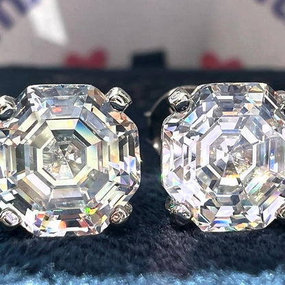 12Ct White Sapphire Cushion Cut Stud Earrings