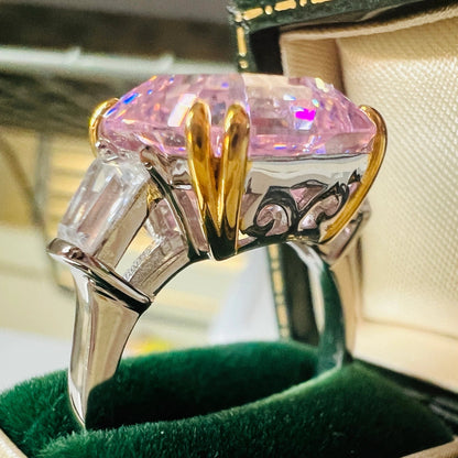 12Ct Pink Sapphire Asscher Cut Ring