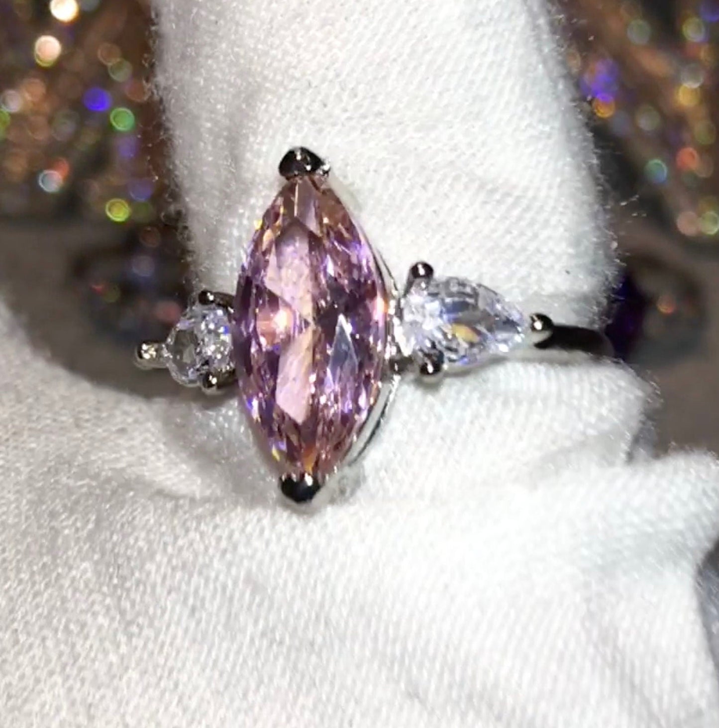 8Ct Pink Sapphire Marquise Cut Ring