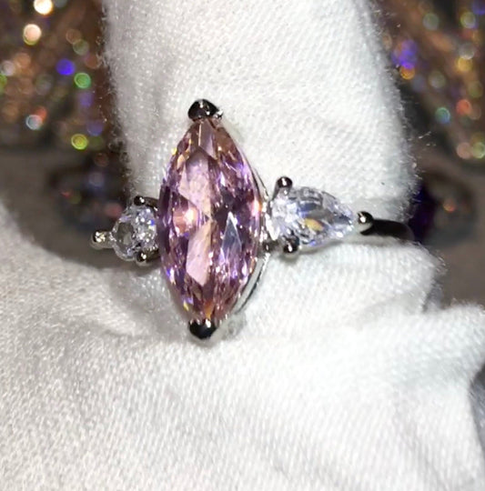 8Ct Pink Sapphire Marquise Cut Ring