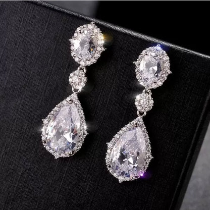 20Ct White Sapphire Pear Cut Drop Earrings