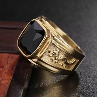 5Ct Black Sapphire Baguette Cut Men's Ring