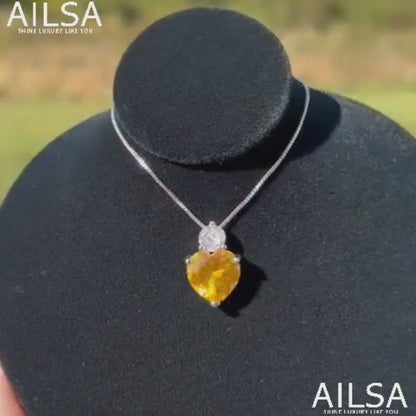 Yellow Sapphire Heart Cut Jewelry Set