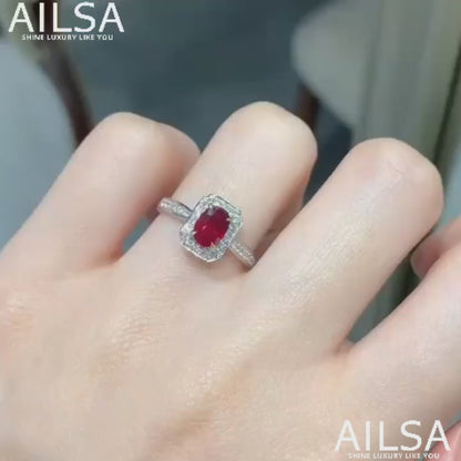 6Ct Red Sapphire Oval Cut Engaement Ring