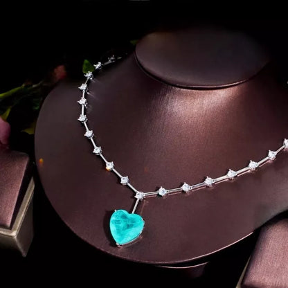 Blue Sapphire Heart Cut Jewelry Set