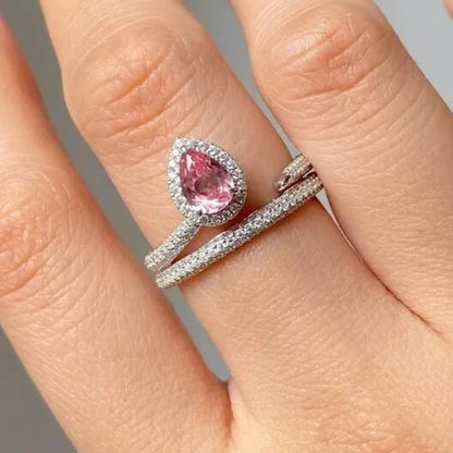 8Ct Pink Sapphire Pear Cut Ring