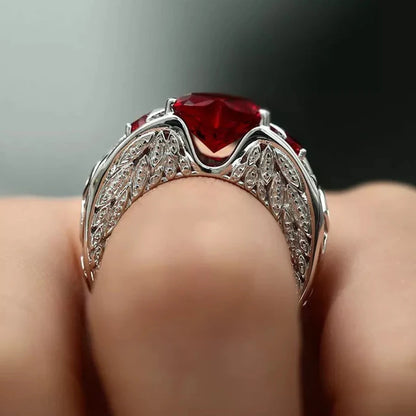 6Ct Red Sapphire Heart Cut Engaement Ring