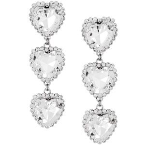 16Ct White Sapphire Heart Cut Drop Earrings