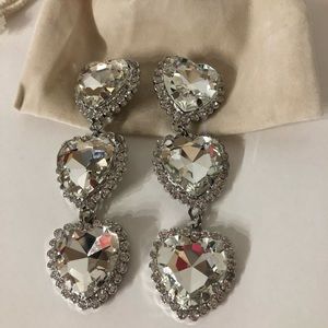 16Ct White Sapphire Heart Cut Drop Earrings